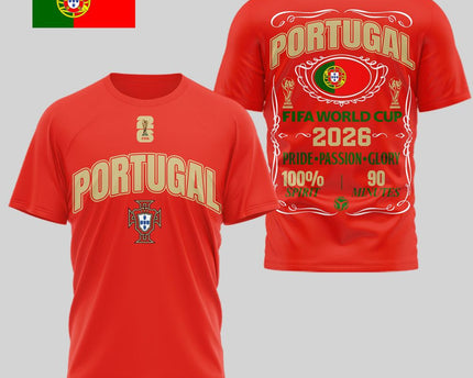 Portugal 2026 FIFA World Cup Pride Passion Glory 3D T-Shirt Fully Printed