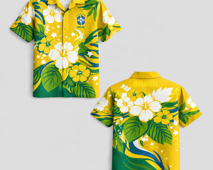 Brazil World Cup 2026 Floral Hawaiian Shirt