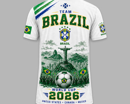 Brazil 2026 FIFA World Cup Heritage 3D T-Shirt Fully Printed - White