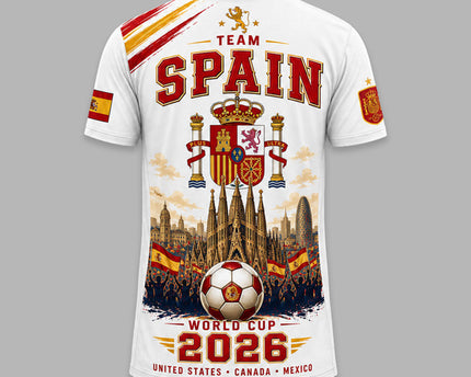 Spain 2026 FIFA World Cup Heritage 3D T-Shirt Fully Printed - White
