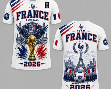 France 2026 FIFA World Cup Heritage 3D T-Shirt Fully Printed - White