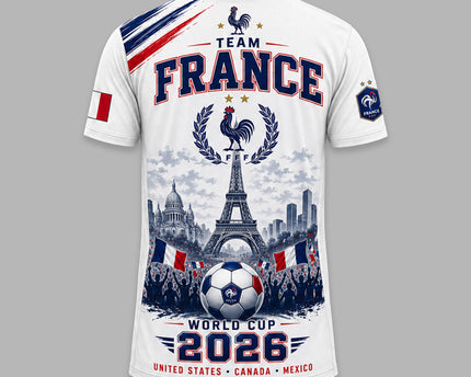 France 2026 FIFA World Cup Heritage 3D T-Shirt Fully Printed - White