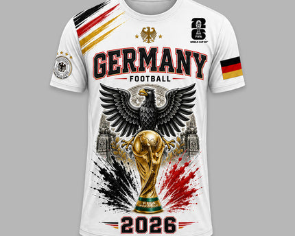 Germany 2026 FIFA World Cup Heritage Premium 3D T-Shirt Fully Printed - White