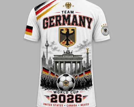 Germany 2026 FIFA World Cup Heritage Premium 3D T-Shirt Fully Printed - White