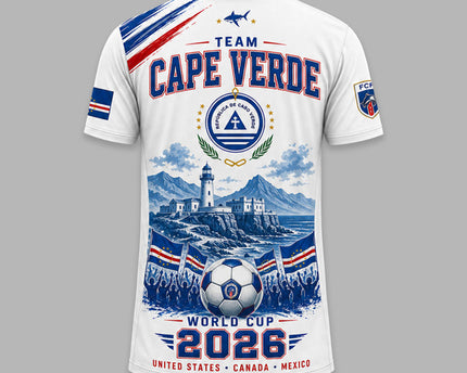 Cape Verde 2026 FIFA World Cup Heritage Premium 3D T-Shirt Fully Printed - White