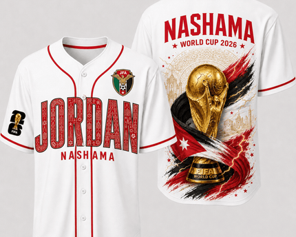 Jordan World Cup 2026 Fully Printed Baseball Jersey - White - 230GSM