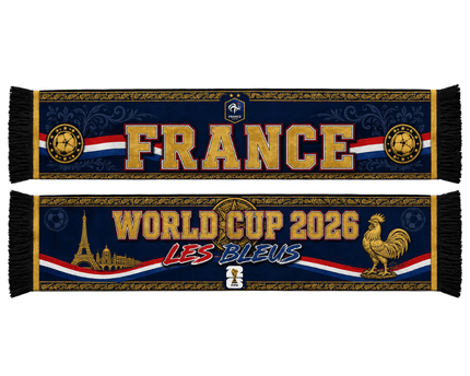 France World Cup 2026 Both Side Pattern Fully Printed Fan Scarf – Match Day Fan Gear