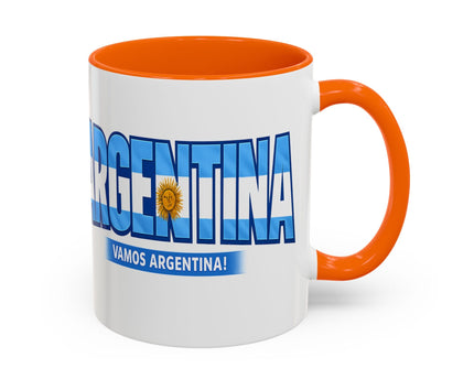 Argentina Vamos Argentina Mug , Accent Coffee Mug, Flag Text Design