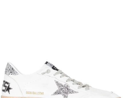 Men's Golden Goose Ball Star Gold Laminated White Sneakers