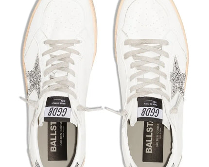 Men's Golden Goose Ball Star Gold Laminated White Sneakers