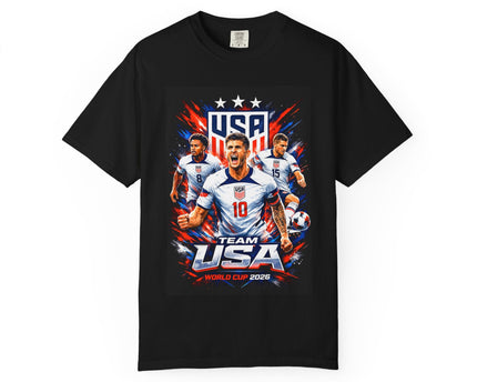 USA Soccer Players Team USA T-Shirt, 2026 World Cup Back Trophy Design, USA Flag