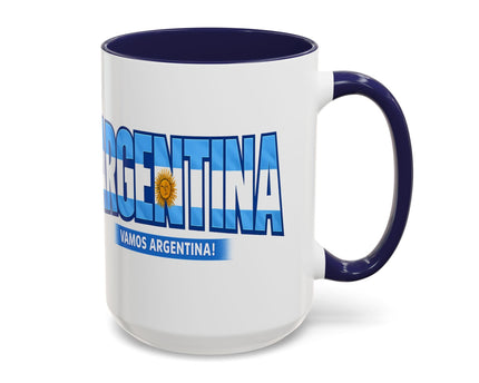 Argentina Vamos Argentina Mug , Accent Coffee Mug, Flag Text Design