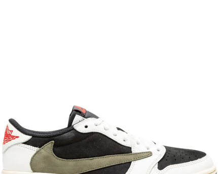 Men's Travis Scott x Air Jordan 1 Retro Low  ‘Black White Olive Green' Shoes