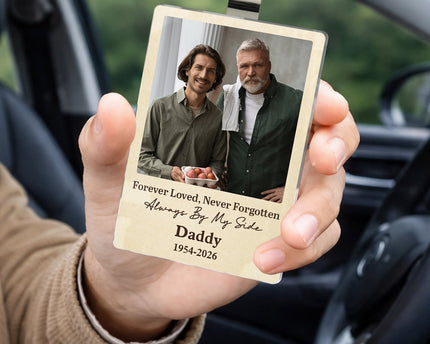 Custom Photo Always By My Side - Personalized Car Visor Clip - Special Gift For Family Members, Dad, Mom