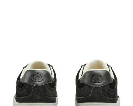 Men's Gucci G75 Logo-Appliquéd Leather-Trimmed Suede Black Sneakers