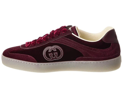 Men's Gucci G75 Logo-Appliquéd Leather-Trimmed Suede Velvet Sneakers