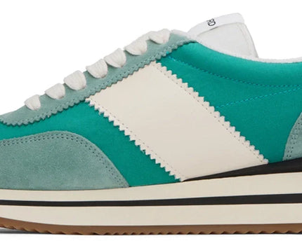 Men's Tom Ford James Mixed Media Low Top Green Sneakers