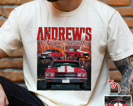 Custom Photo Classic Car Portrait Retro Style Comfort Shirt