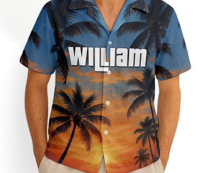 Custom Photo Sunset Tropical  - Personalized Customized Hawaiian shirt