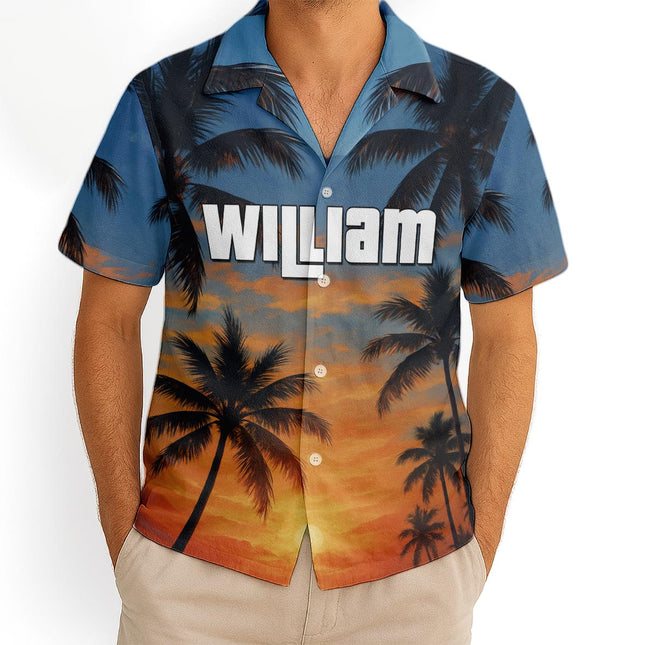 Custom Photo Sunset Tropical  - Personalized Customized Hawaiian shirt