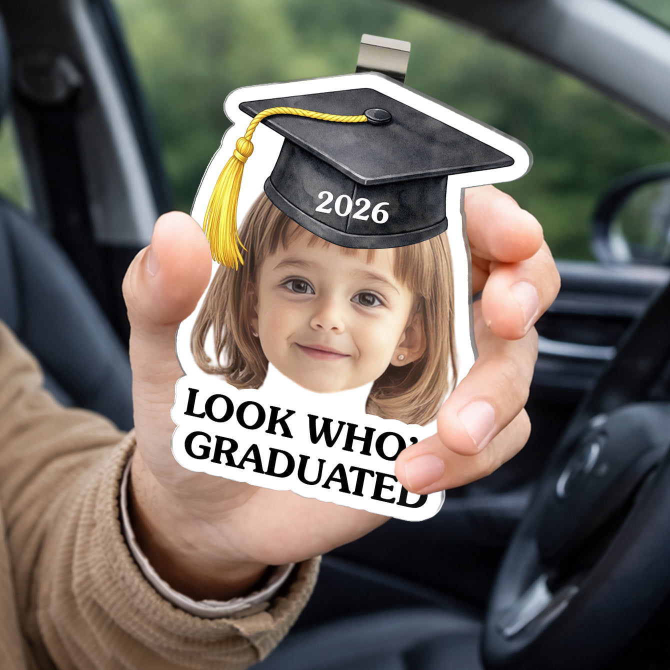 Custom Photo Look Who Graduated - Personalized Car Visor Clip - Special Gift For Family Members, Best Friends, Siblings