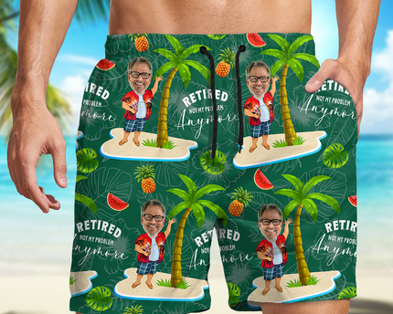 Custom Face All Over Print Beach Short Personalized Retirement Gift for Dad