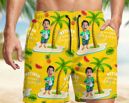 Custom Face All Over Print Beach Short Personalized Retirement Gift for Dad