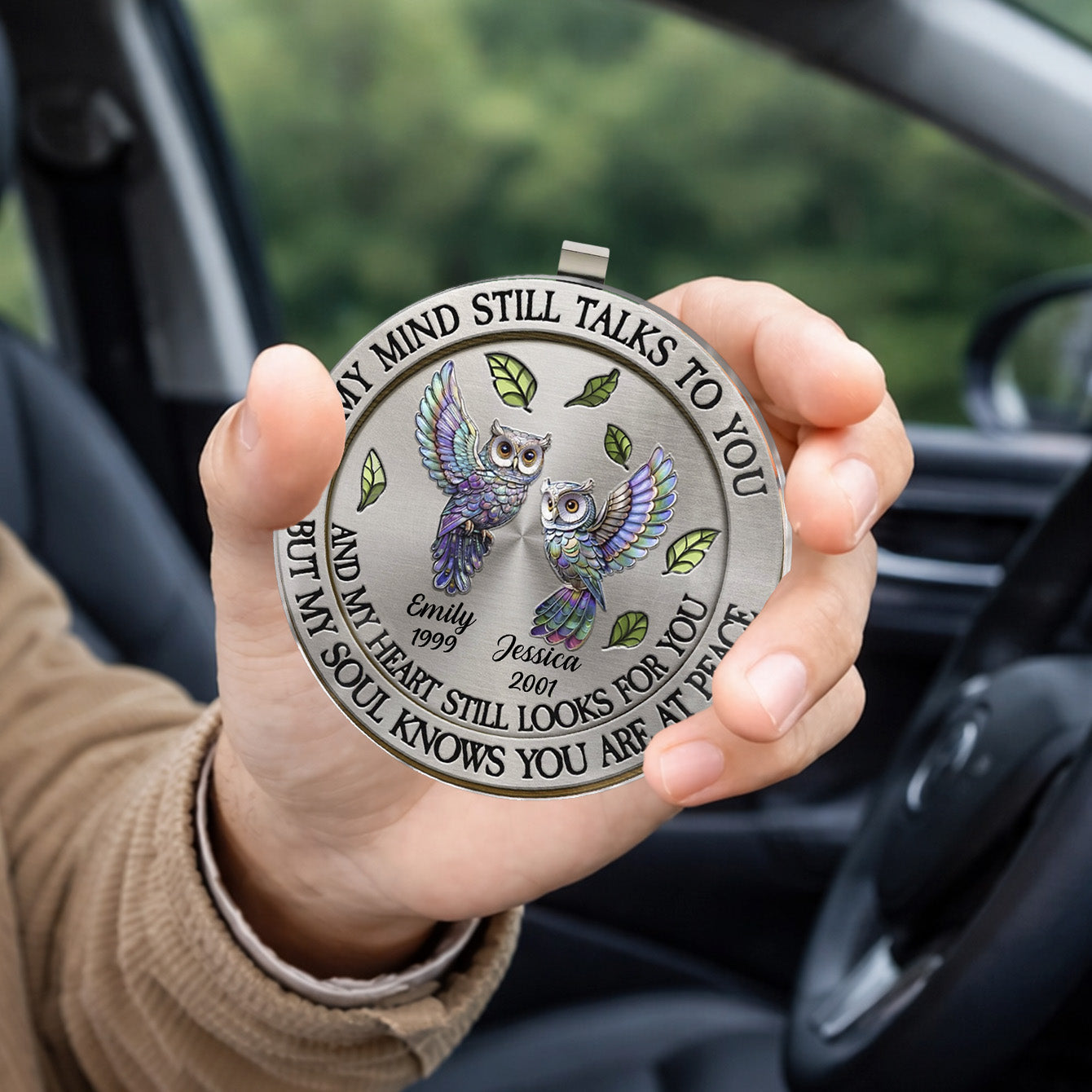 Memorial My Mind Still Talk To You - Personalized Car Visor Clip - Meaningful Gift For Family Members, Mom, Dad