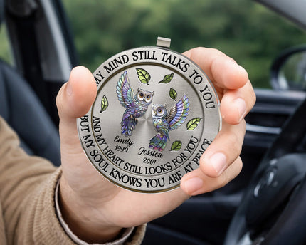 Memorial My Mind Still Talk To You - Personalized Car Visor Clip - Meaningful Gift For Family Members, Mom, Dad