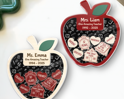 Personalized  Teacher Retirement Acrylic Apple Shaking Magnet Gift From Student
