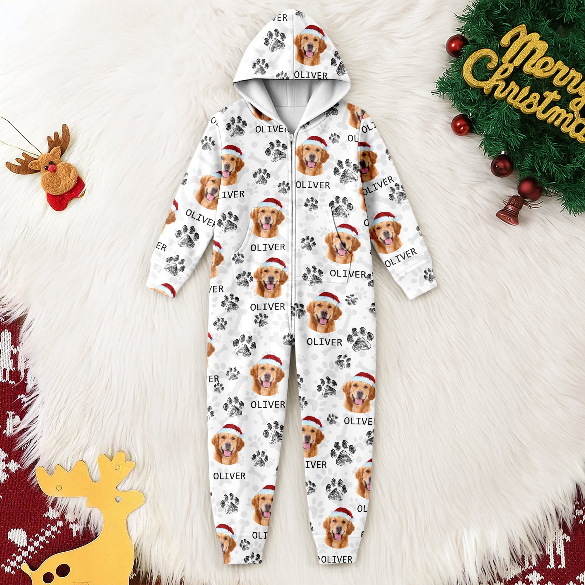 Custom Photo With Dog Cat Paw Onesie Pajamas For Dog Lovers