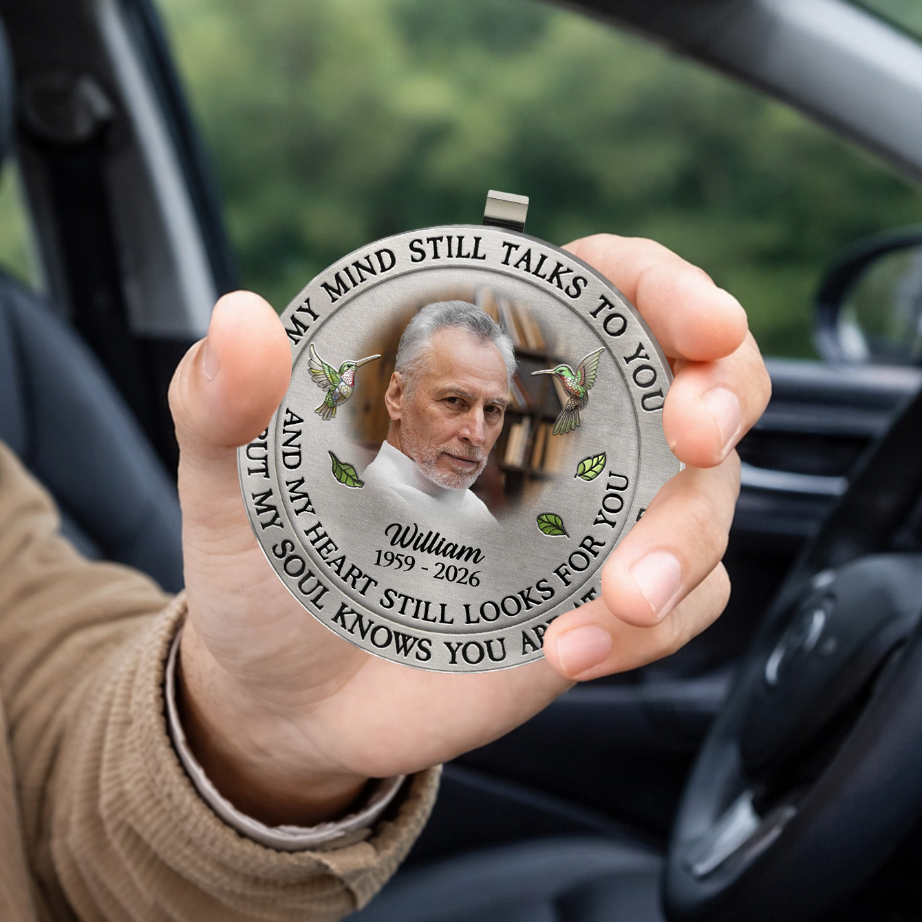 Custom Photo My Mind Still Talk To You - Personalized Car Visor Clip - Special Gift For Family Members