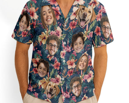 Custom Photo With Beloved Ones Tropical - Personalized Customized Hawaiian shirt