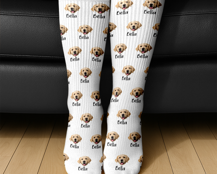 Custom Pet Portrait Socks ? Personalized Dog/Cat/Person Photo & Name Gift
