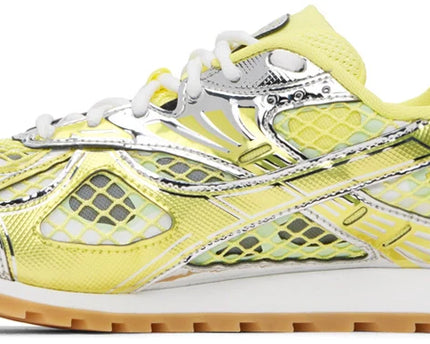 Men’s Bottega Veneta Orbit Flash Suede-Trimmed Silver & Yellow Sneakers