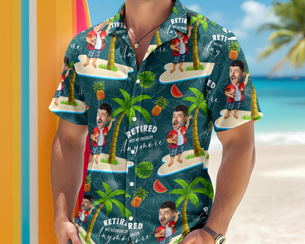 Custom Face All Over Print Hawaiian Shirt Personalized Retirement Gift for Dad