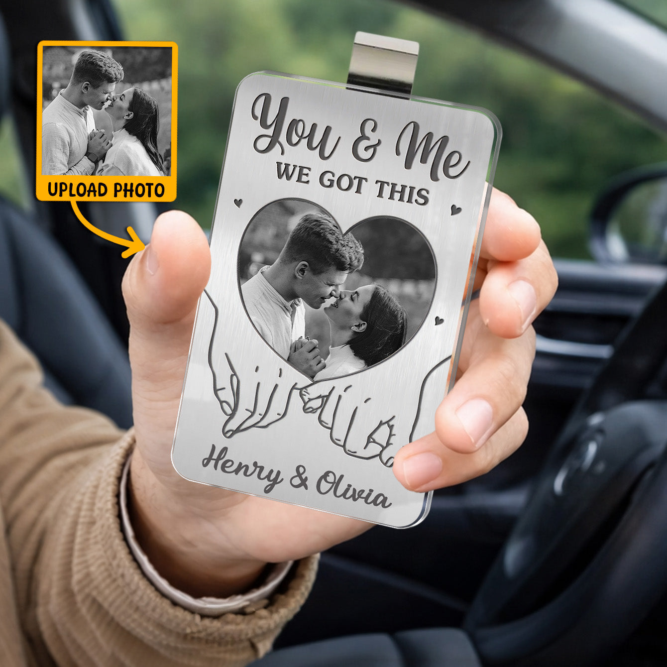 Custom Photo You And Me We Got This - Personalized Car Visor Clip - Special Gift For Couple, Him, Her