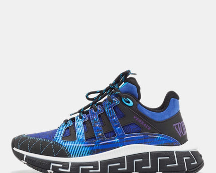 Men's Versace Men's Trigreca Lace Up Barocco Print Blue Sneakers