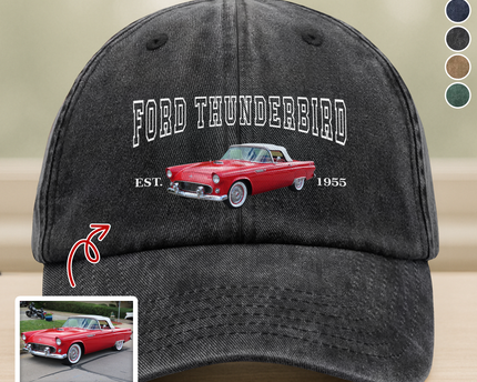 Custom Car Photo Personalized Washed Denim Baseball Cap