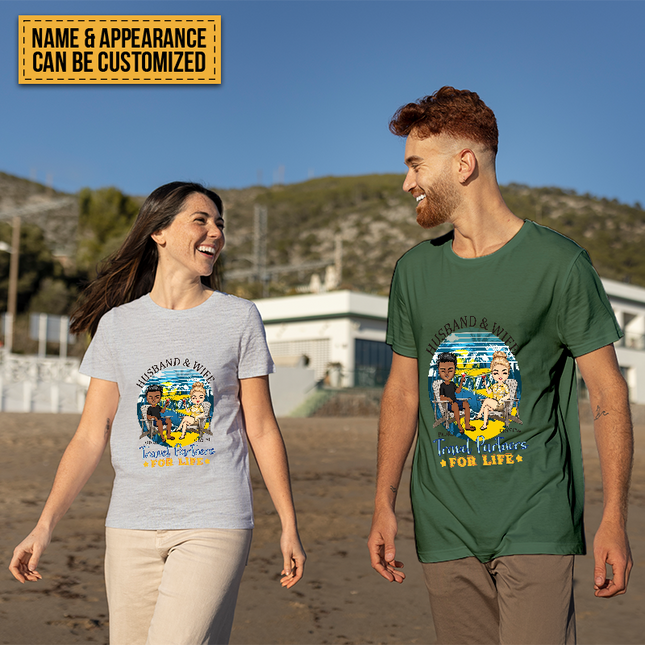 Husband And Wife Travel Partners For Life - Beach Couple T-shirt - Gift For Couples