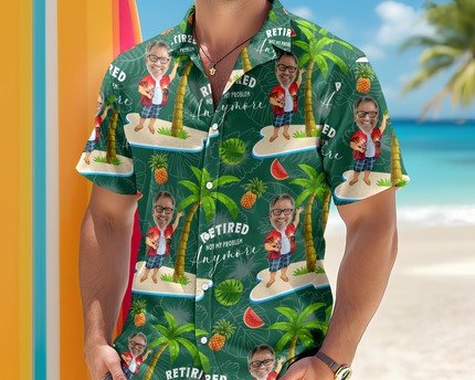 Custom Face All Over Print Hawaiian Shirt Personalized Retirement Gift for Dad