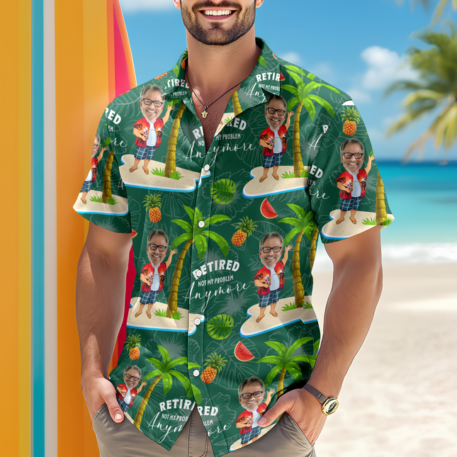 Custom Face All Over Print Hawaiian Shirt Personalized Retirement Gift for Dad