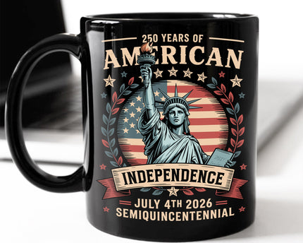 250 Year Of American Independence Black Mug