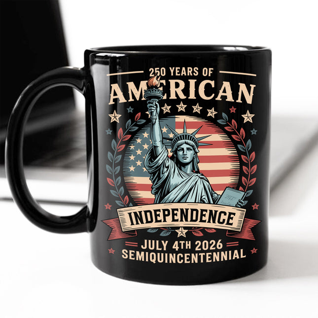 250 Year Of American Independence Black Mug