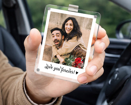 Custom Photo Love I Love You Forever - Personalized Car Visor Clip - Special Gift For Couple, Him, Her