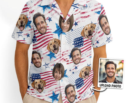 Custom Photo With Beloved Ones American Theme - Personalized Customized Hawaiian shirt