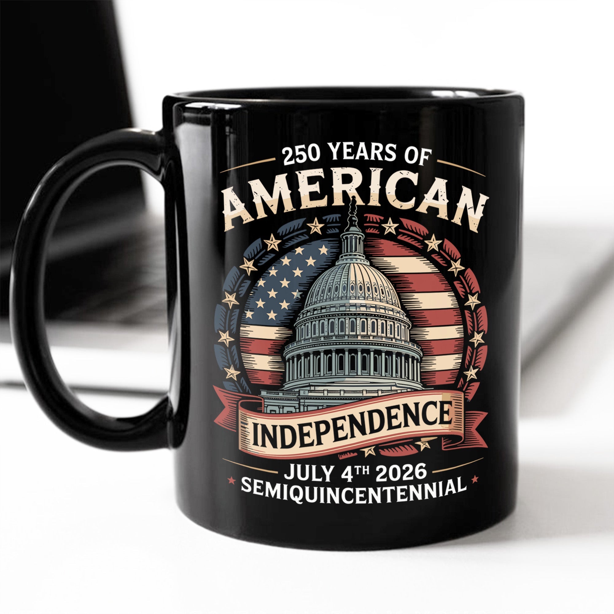 250 Years Of America Black Mug