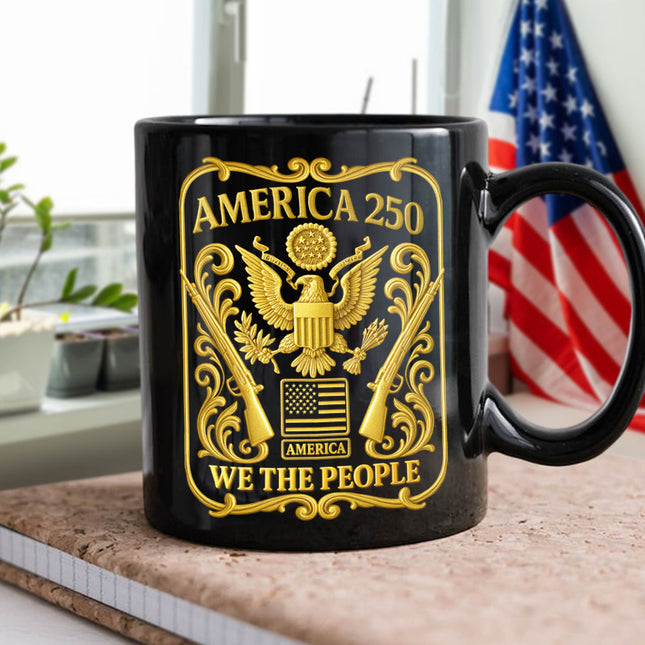1776 - 2026 America 250th Anniversary Black Mug