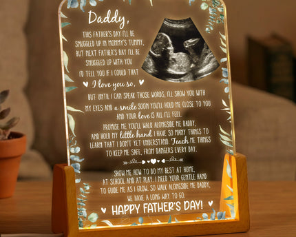 1st Father's Day Gifts, Soon To Be Dad Gift From The Bump I'll Be Snuggled Up - Personalized Night Light