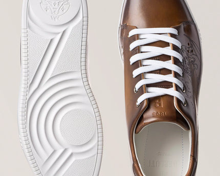 Men's Berluti Playtime Scritto Venezia Leather Brown Sneakers